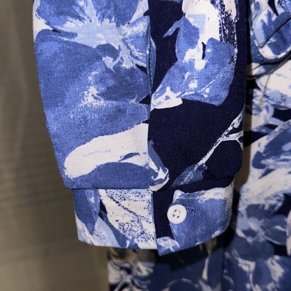 LuLaRoe S ELLIE Blue White Floral Long Sleeve A Line Midi Shirt Dress - Picture 6 of 16